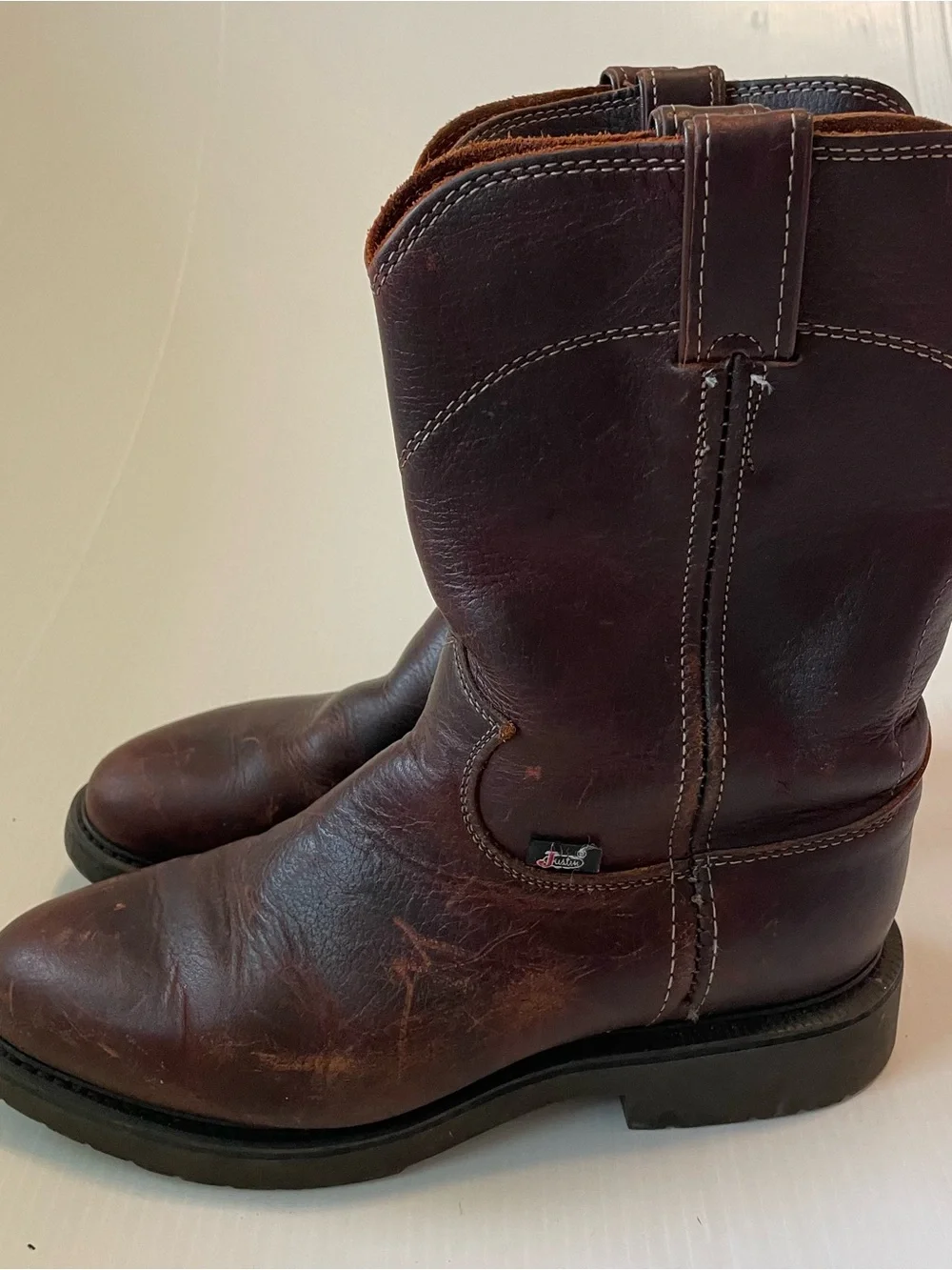 Justin Boots Dark Brown Leather Pull-On Work Boots style 4761